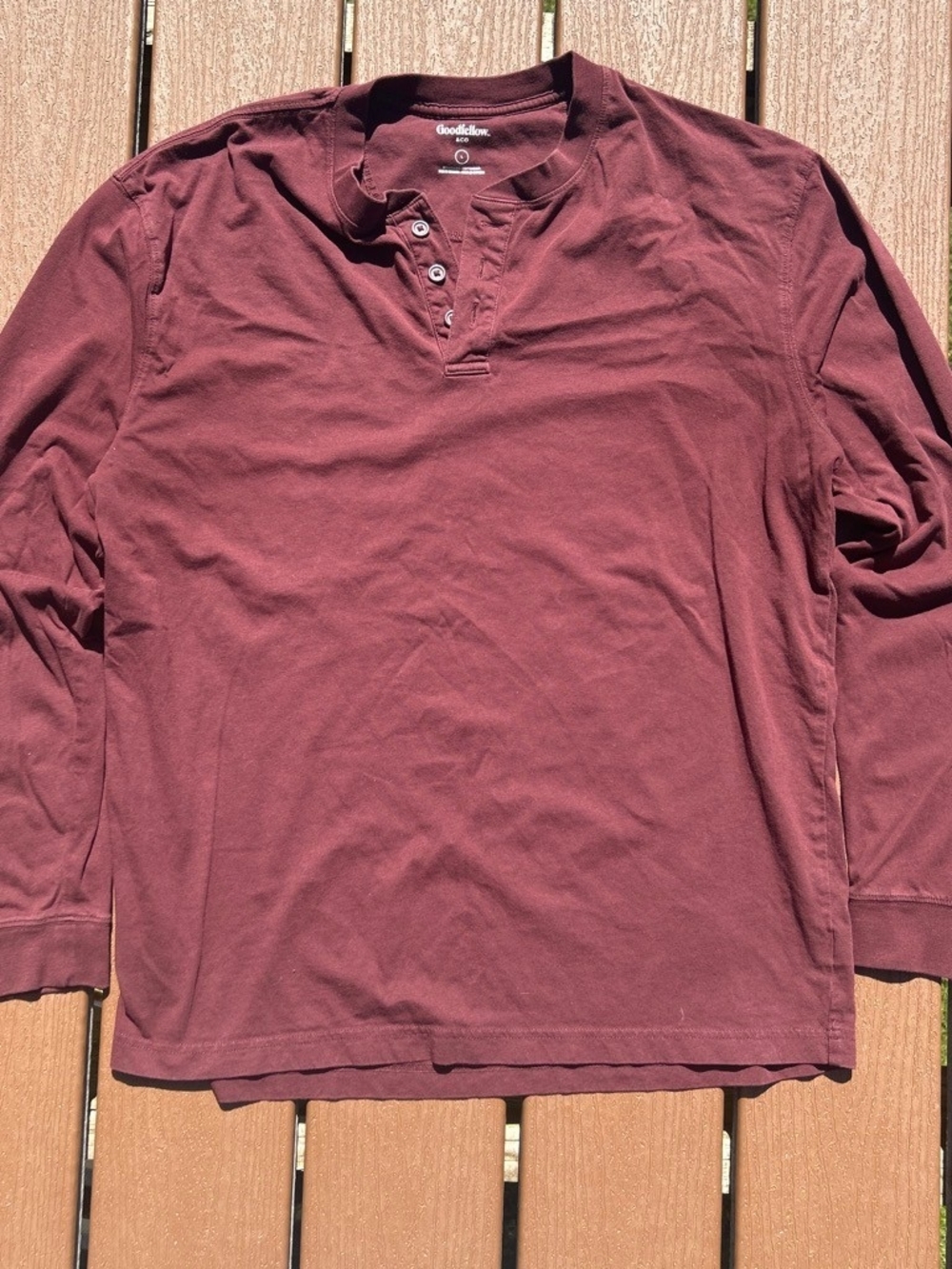 Goodfellow & Co Men’s Long-Sleeve Henley Shirt - Maroon
